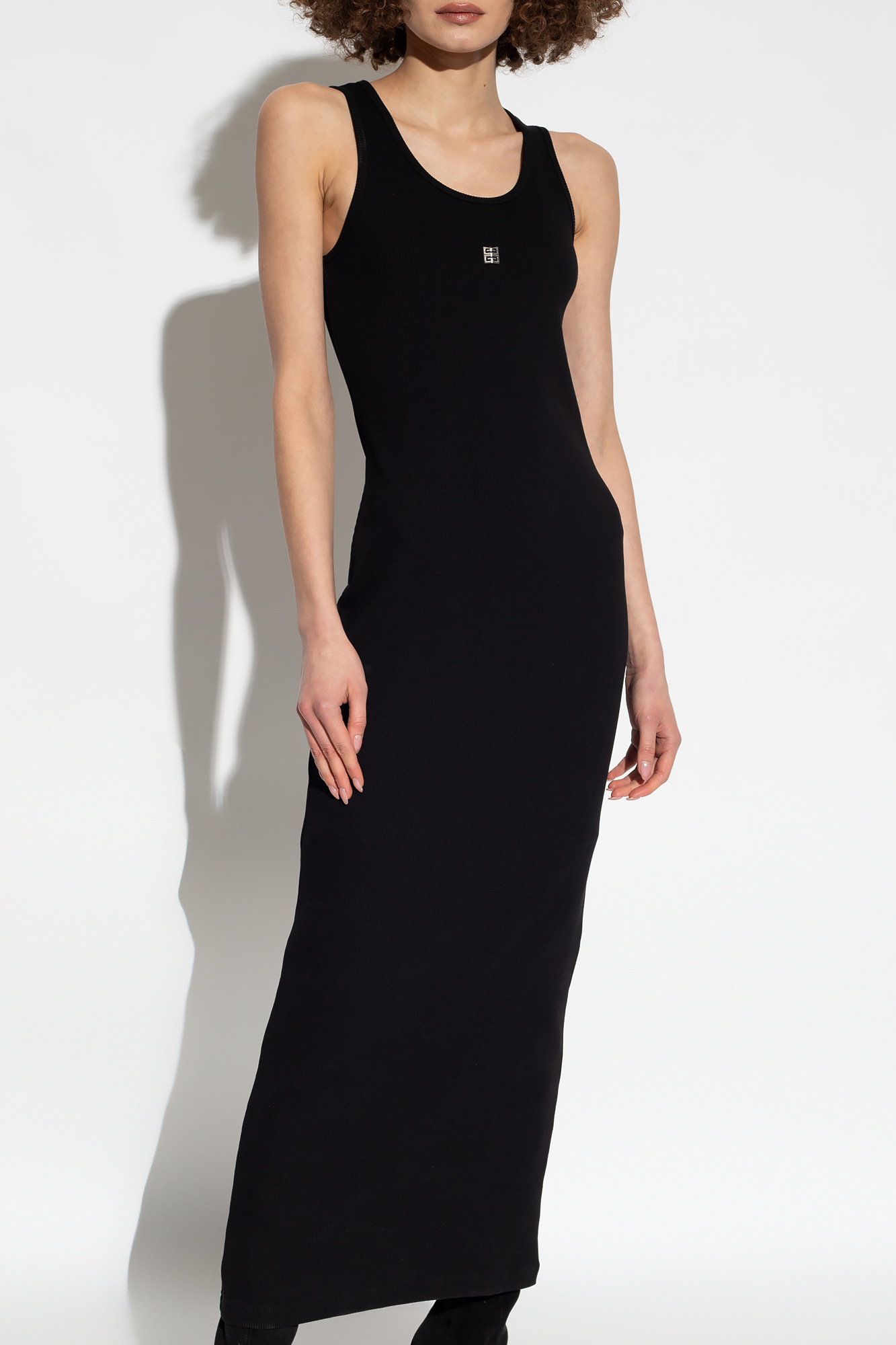 Givenchy 4g Plaque Cotton Long Dress In Black