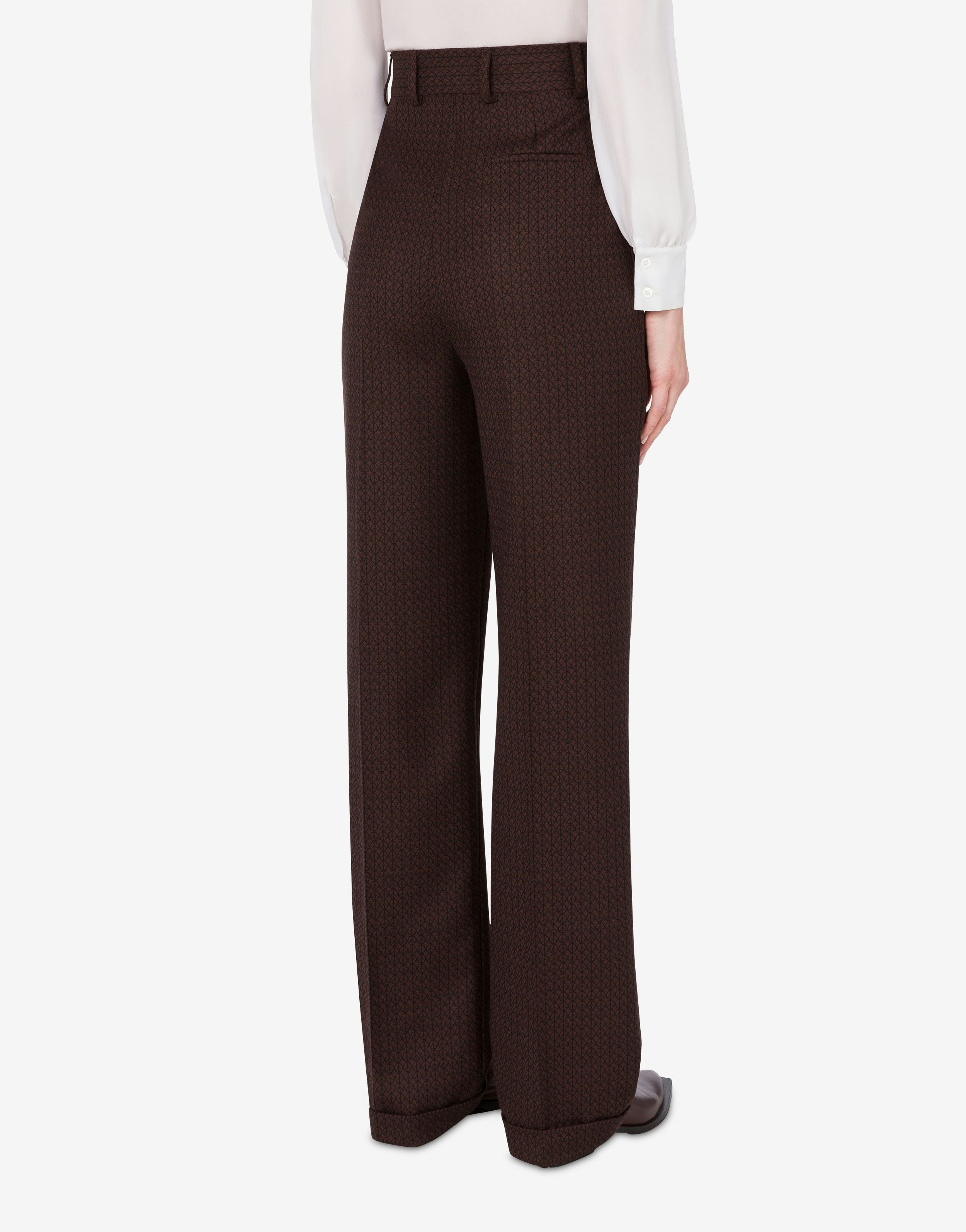 Moschino Geometric-print High-rise Trousers In Black