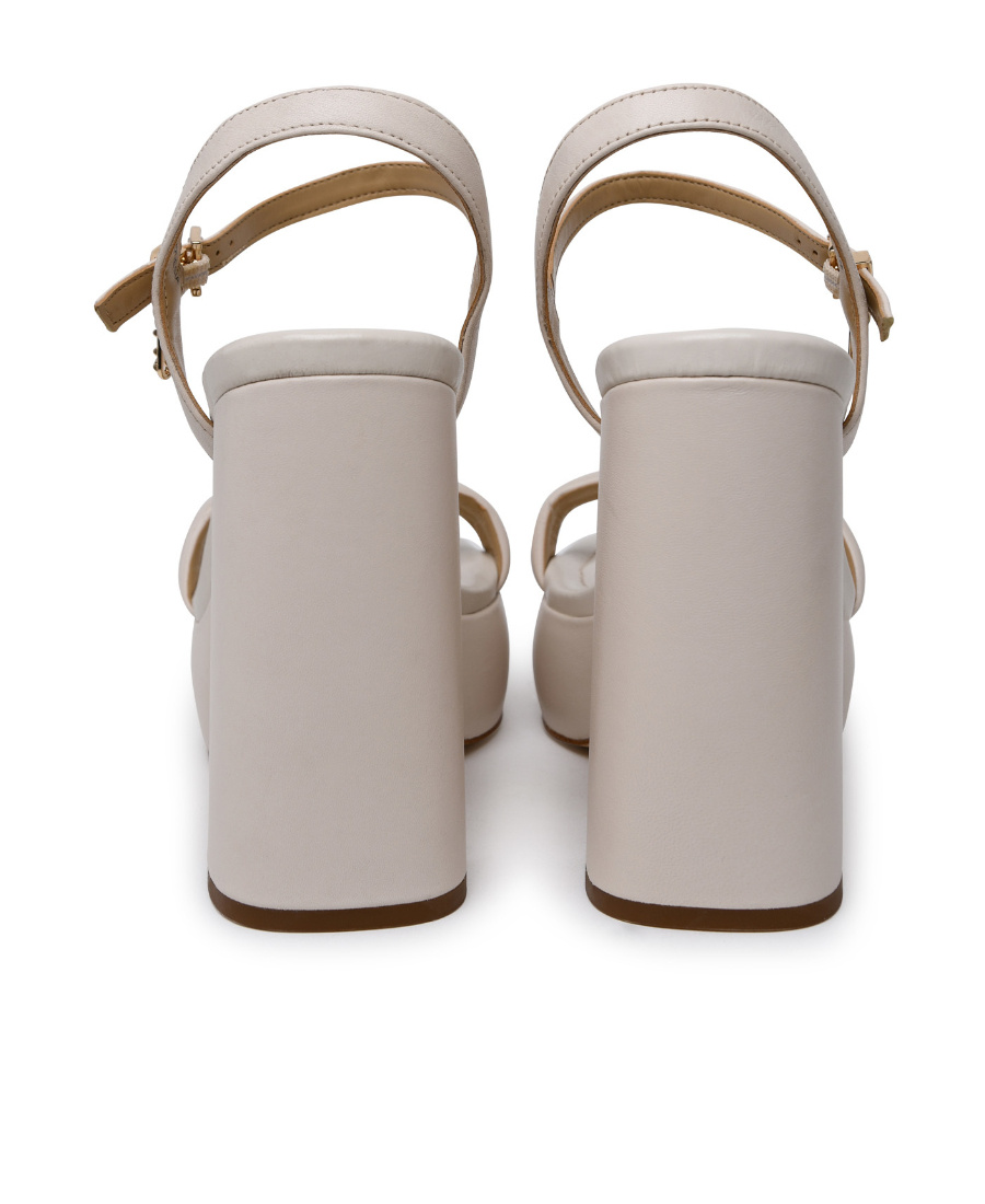 Michael Kors Cream Leather Laci Sandals In Gray