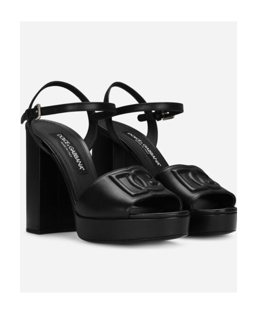 Dolce & Gabbana Ankle Strap Block Heel Sandals In Black