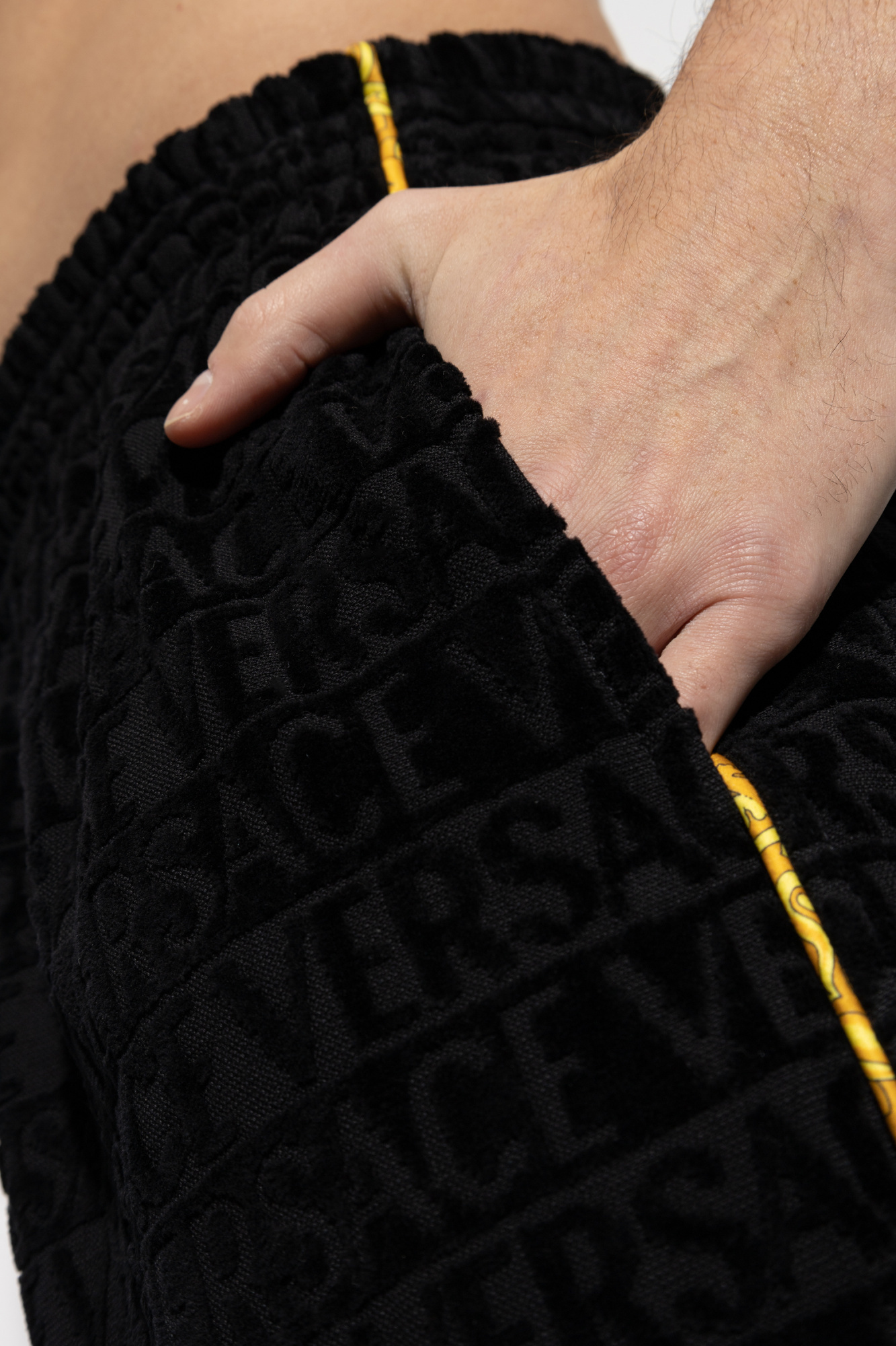 Versace Home Drawstring Elastic Waist Shorts In Black