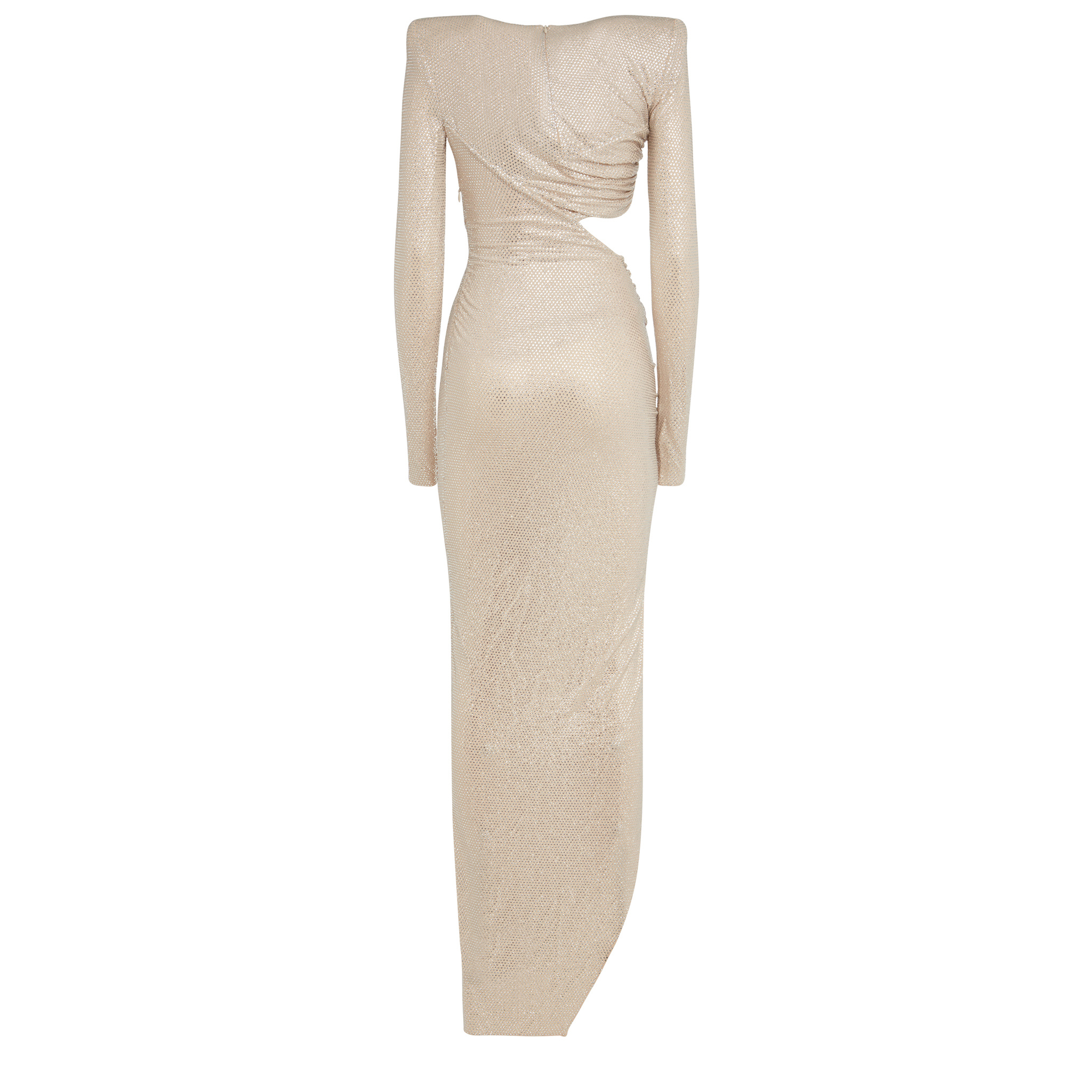 Alexandre Vauthier Long-sleeved Round-necked Dress In Nude
