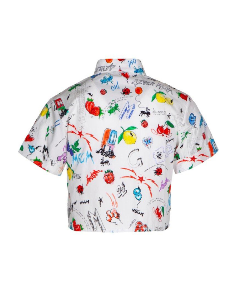 Shop Msgm A Short Sleeved Shirt In White