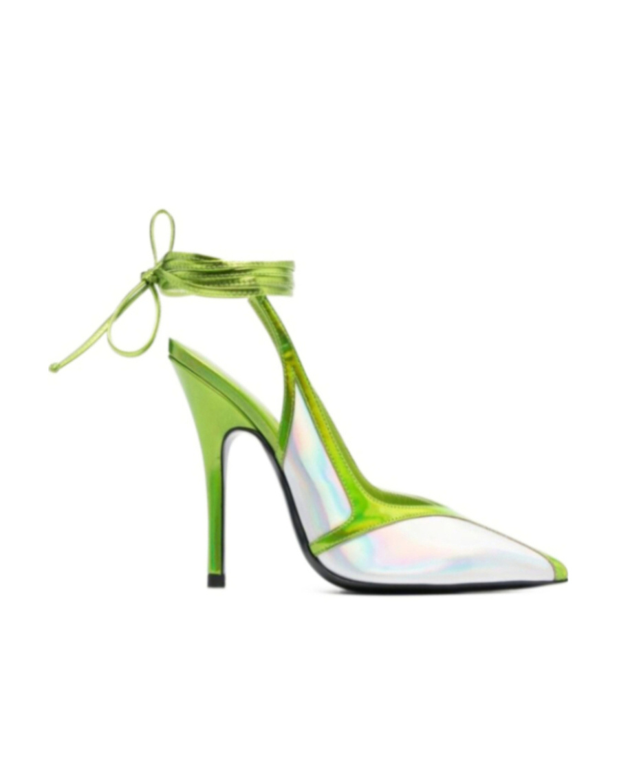Attico Green And White Venus Pumps In Green