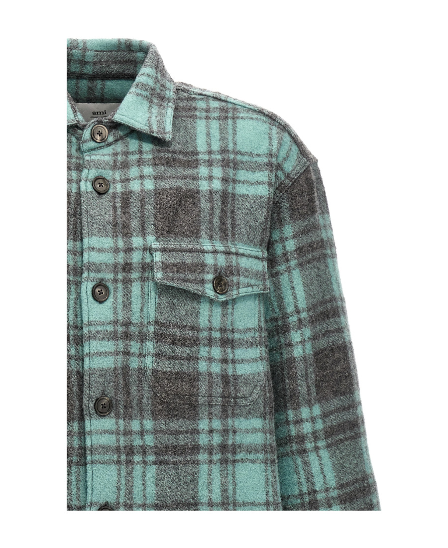 Ami Alexandre Mattiussi Ami Paris Checked Buttoned-up Overshirt In Green