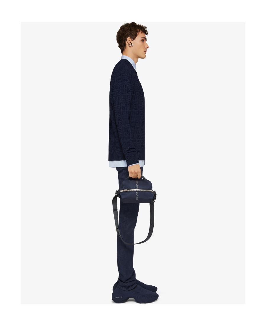 Givenchy Monogram-pattern Crew Neck Jumper In Blue