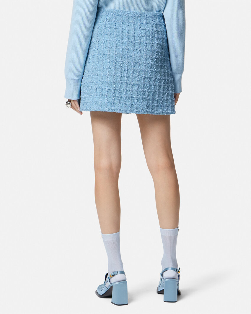 Versace Tweed High-waist Skirt In Blue