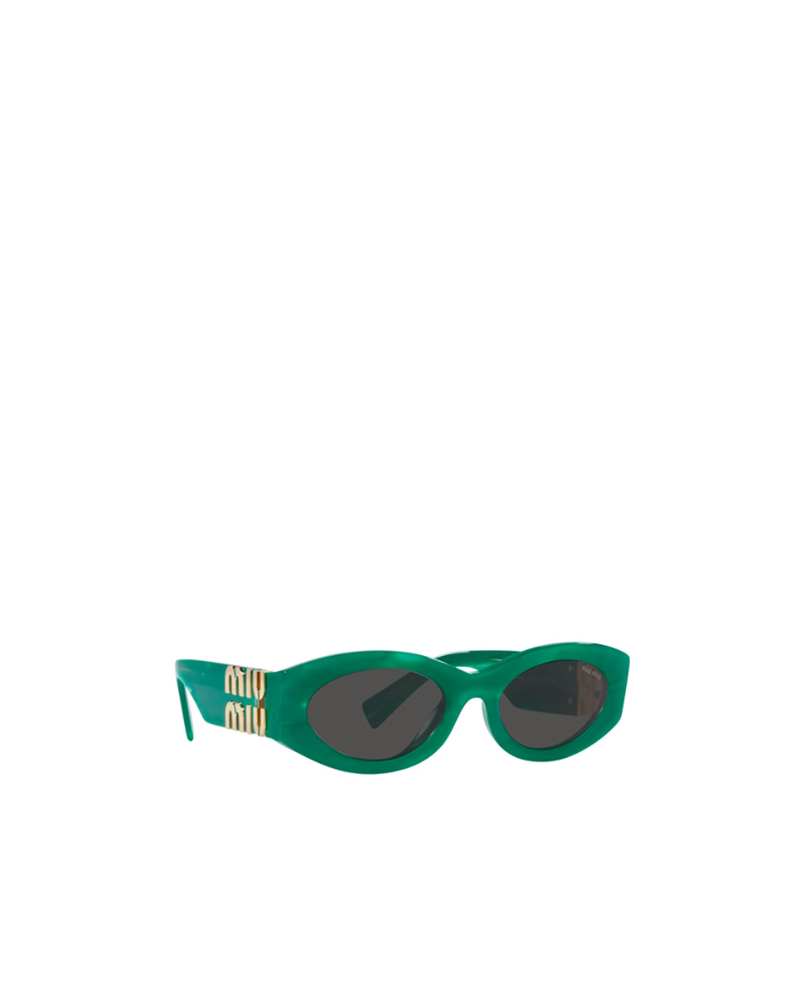 Miu Miu Womens Green Mu 11ws Oval-frame Acetate Sunglasses In Black