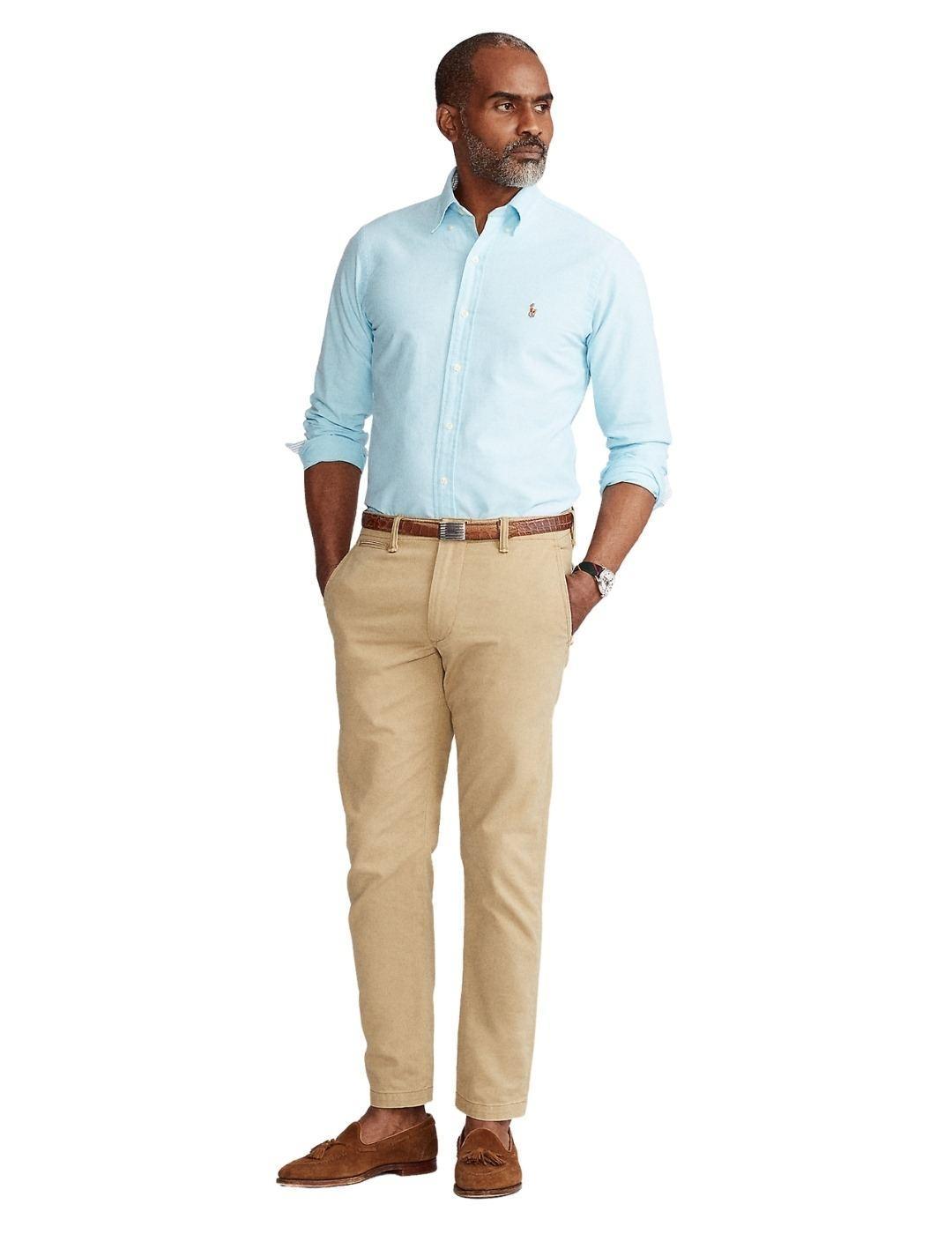 Polo Ralph Lauren Embroidered Logo Oxford Shirt In Blue