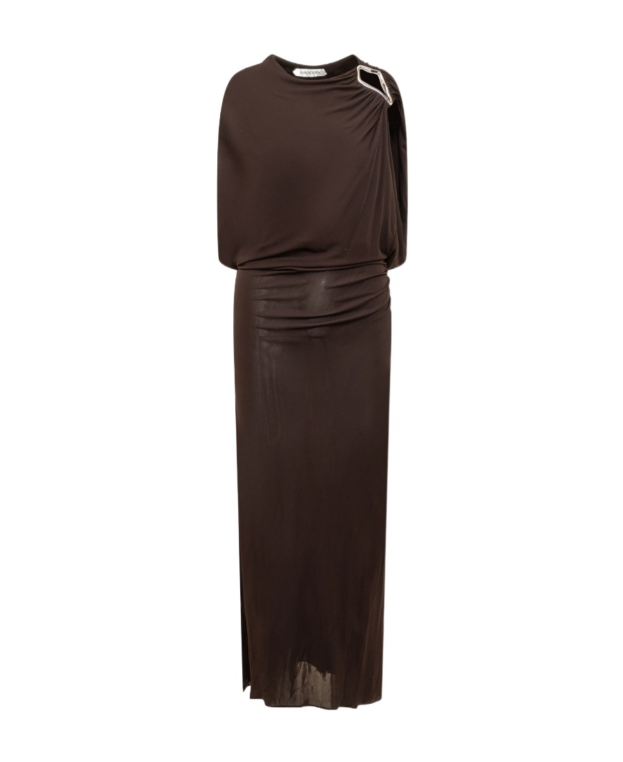 Lanvin Cut-out Detailed Crewneck Dress In Black