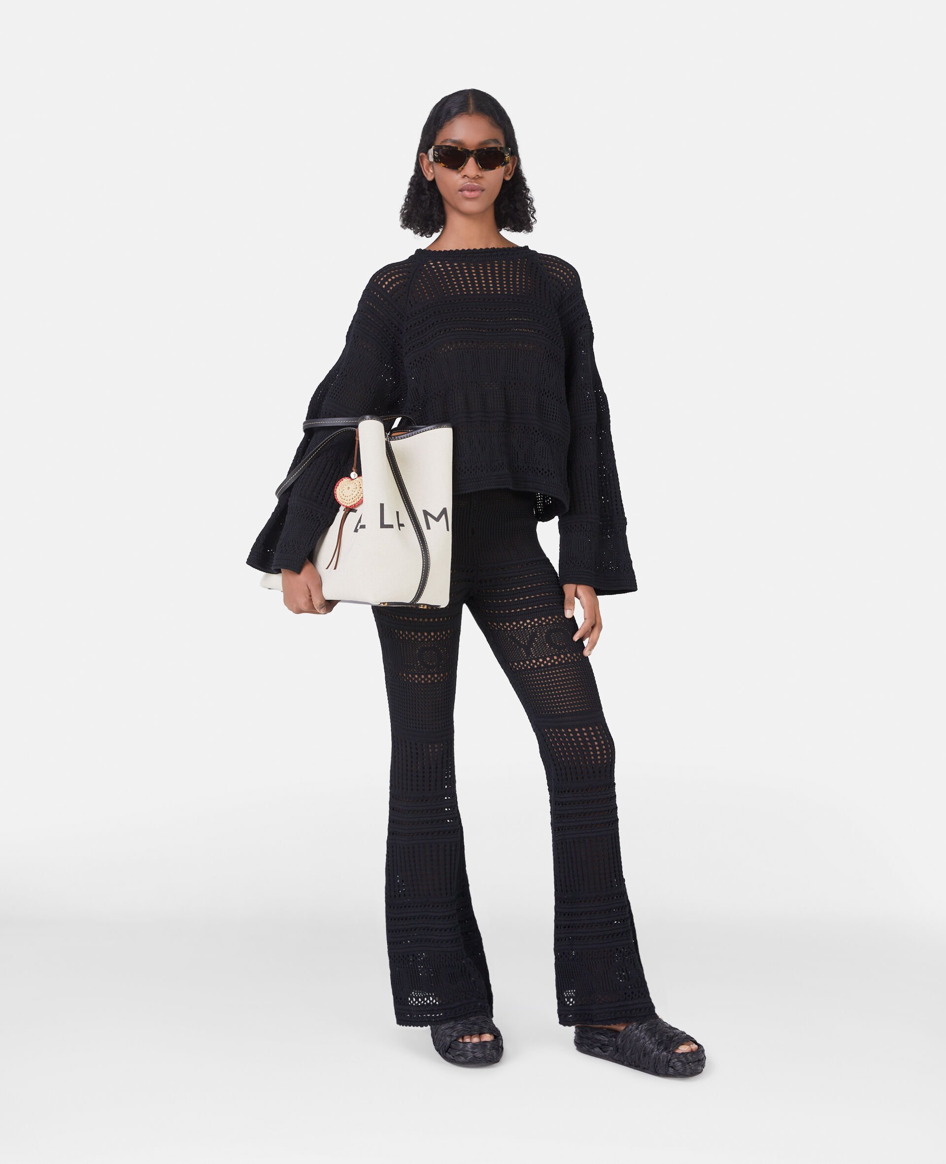 Stella Mccartney Open-knit Rear-tie Jumper In Black