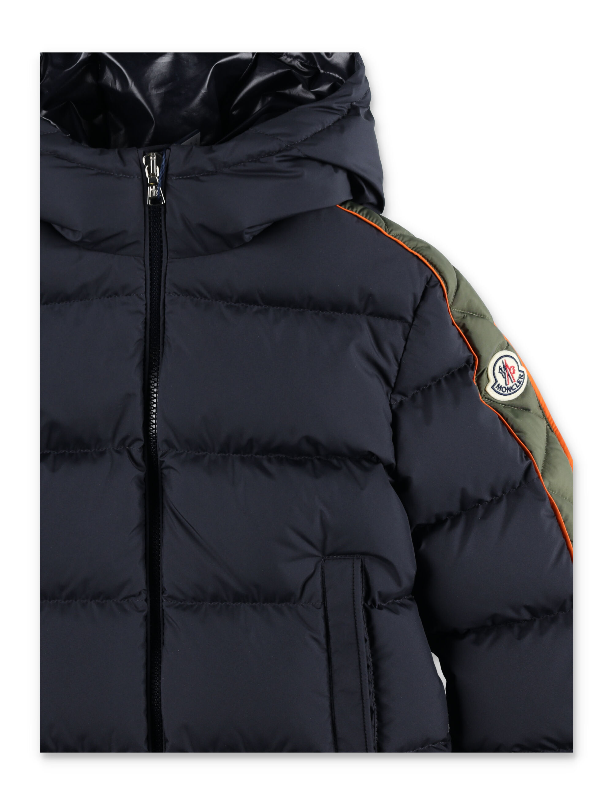 Moncler Logo Down Jacket In Blue