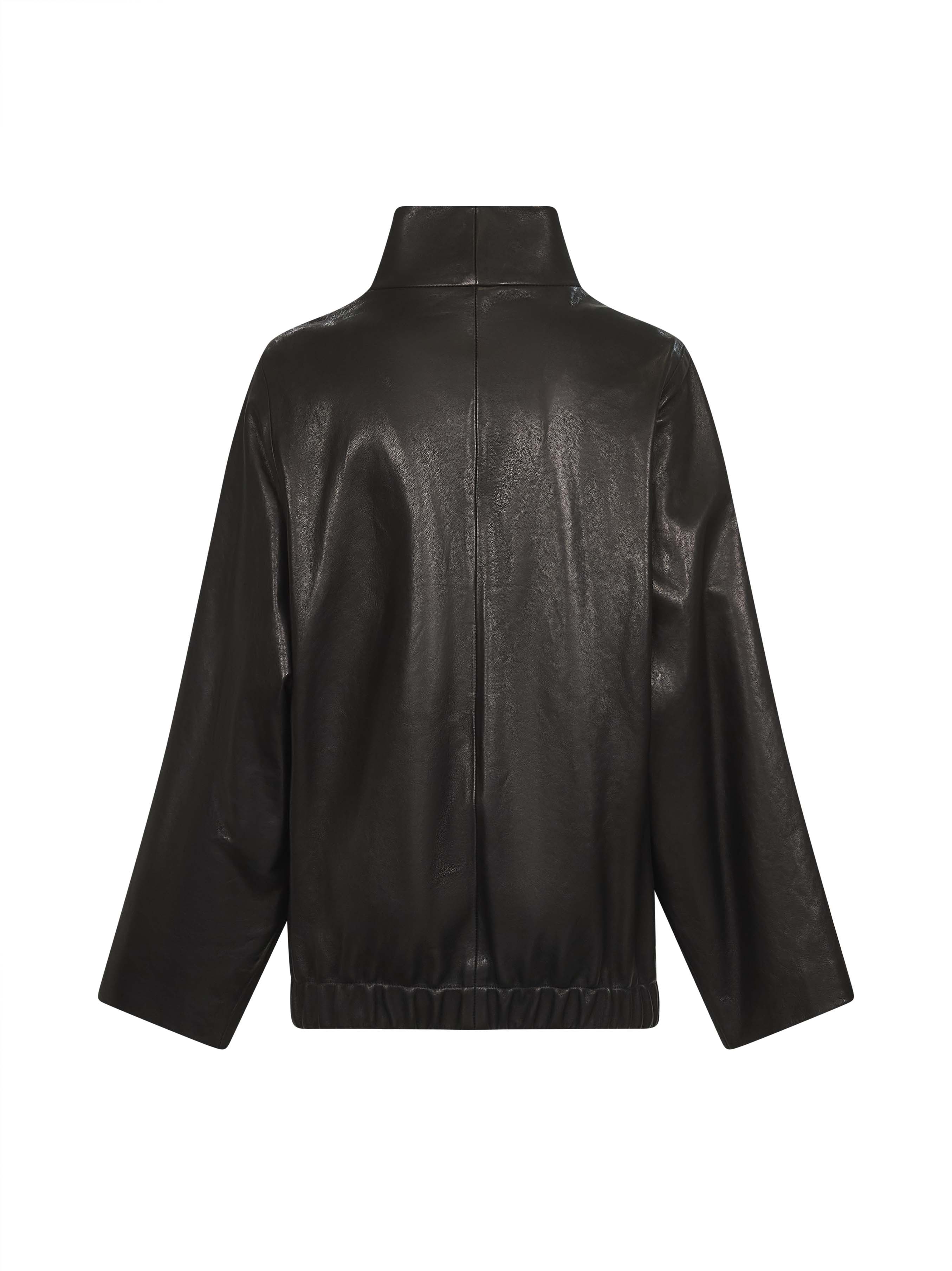 Khaite High-collar Zip-front Jacket In Black