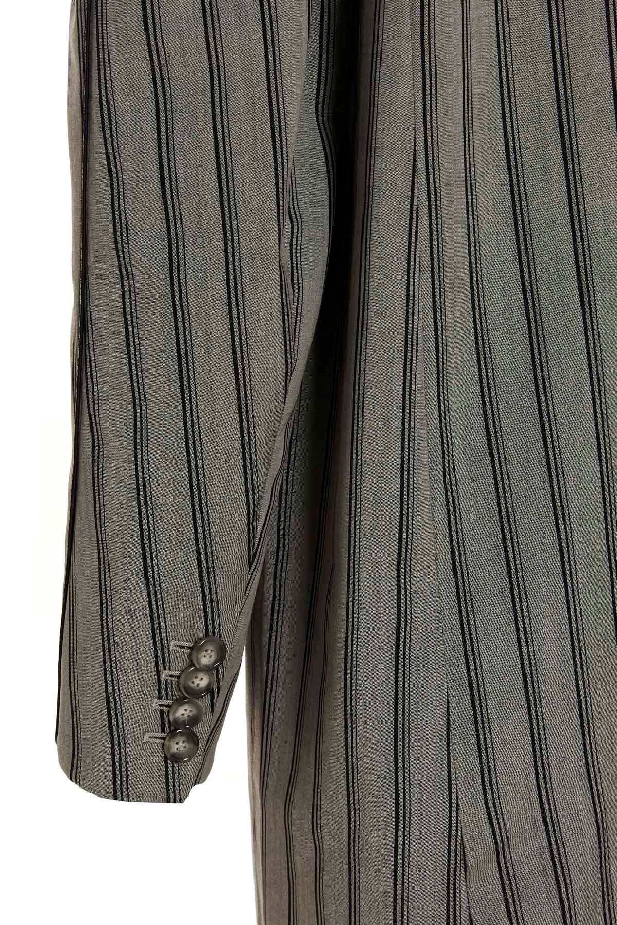 Shop Vtmnts Striped Long Coat In Gray