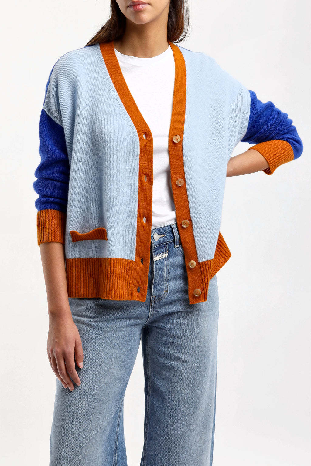 Marni Contrasting-trim Knit Cardigan In Blue