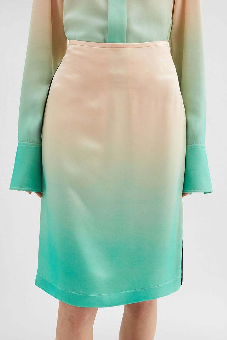 Jil Sander Fluid Satin Printed Skirt In Nude