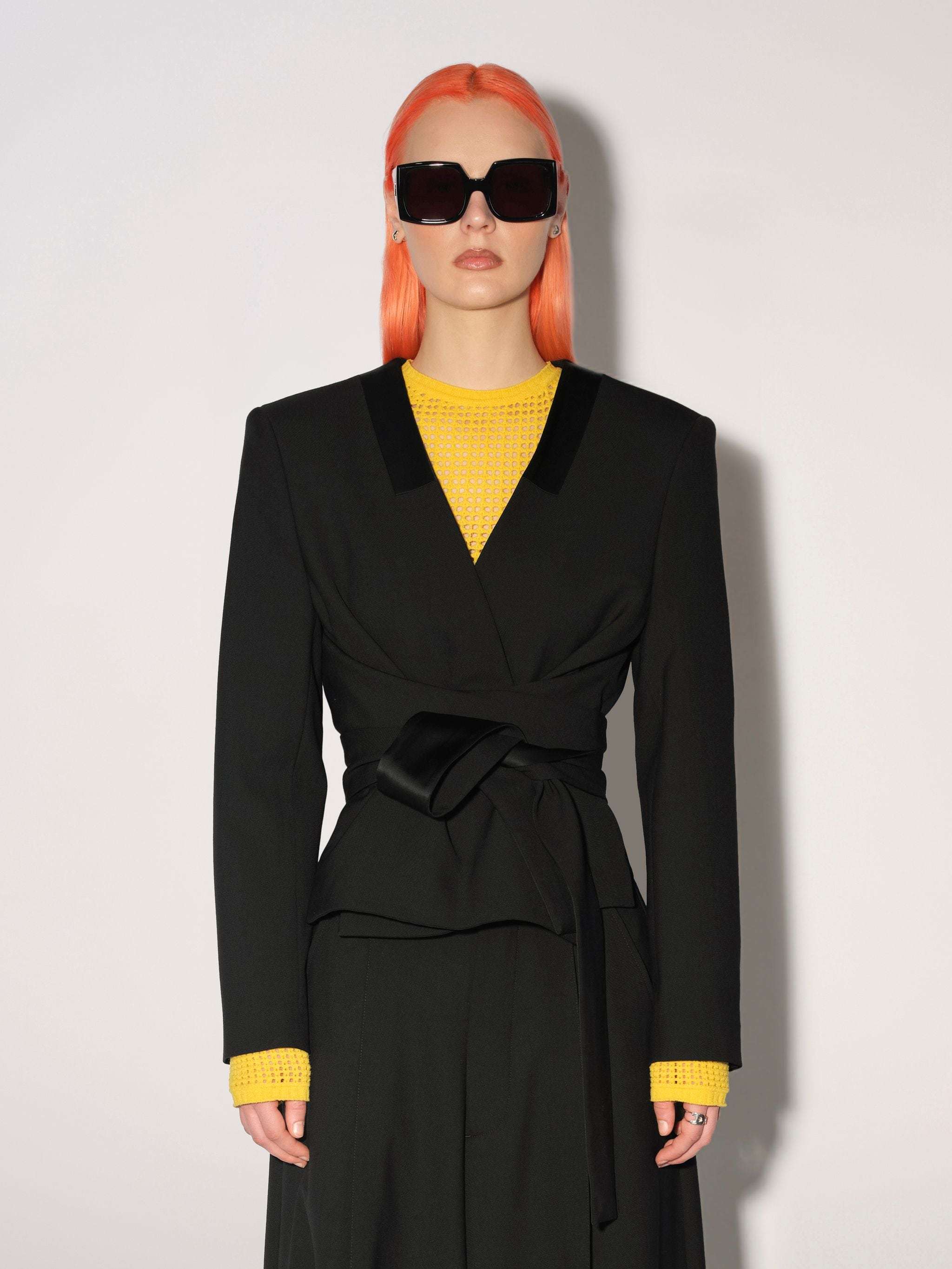 Ambush Tailored Tie-waist Blazer In Black