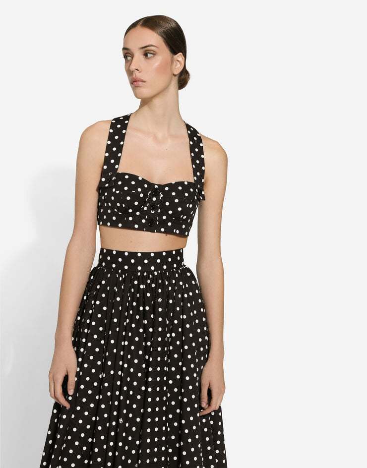 Shop Dolce & Gabbana Polka-dot Corset Top In Black