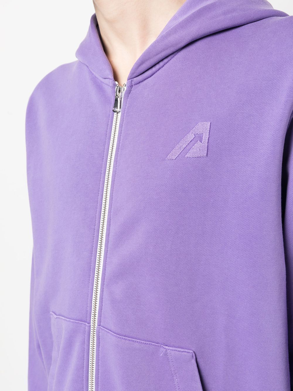 Shop Autry Logo-patch Zipped Hoodie In Purple