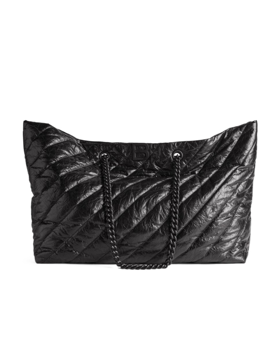Balenciaga Crush East-west Large Quilted Leather Tote Bag In Black