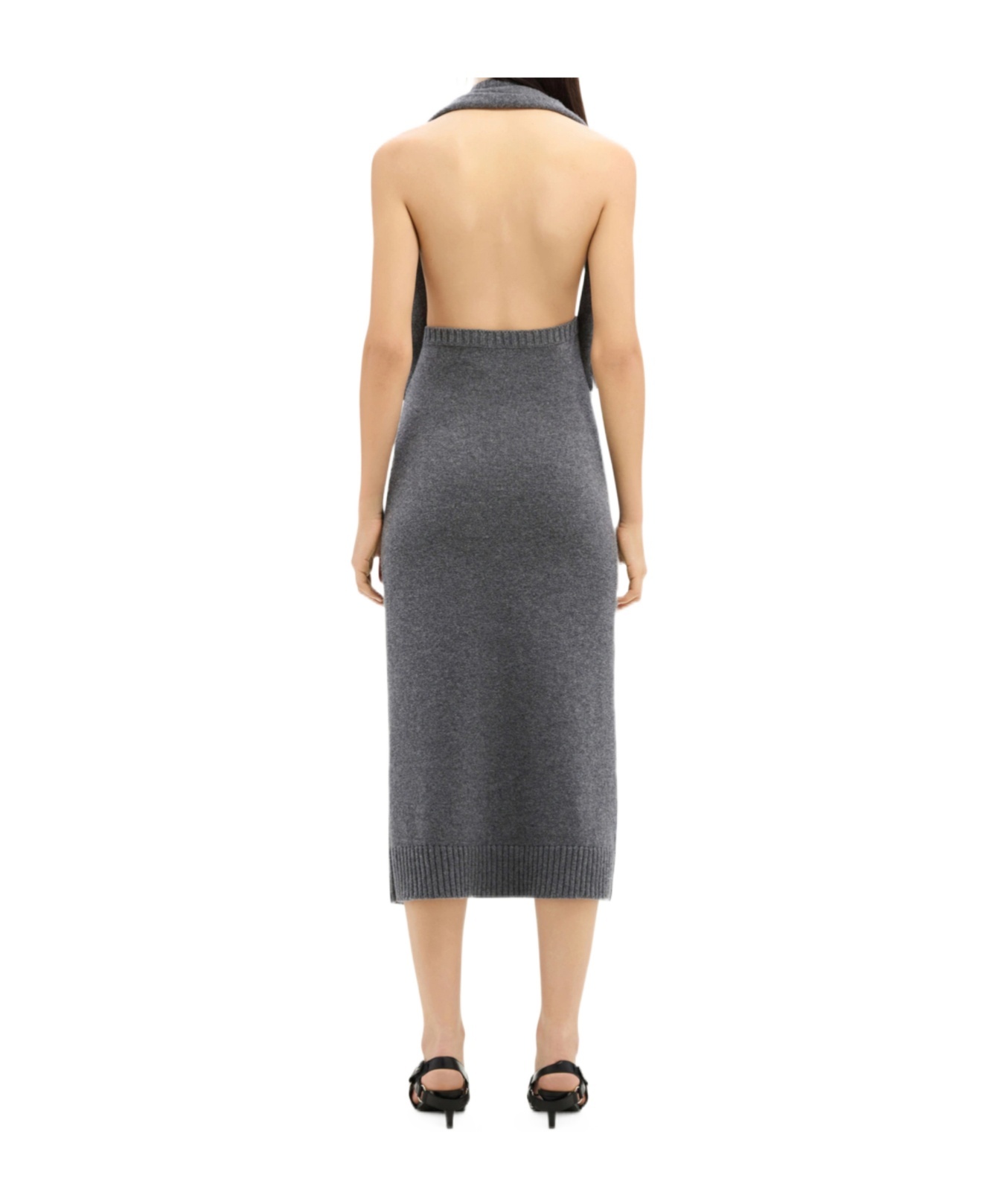 Courrèges Over The Shoulder Draped Midi Dress In Gray