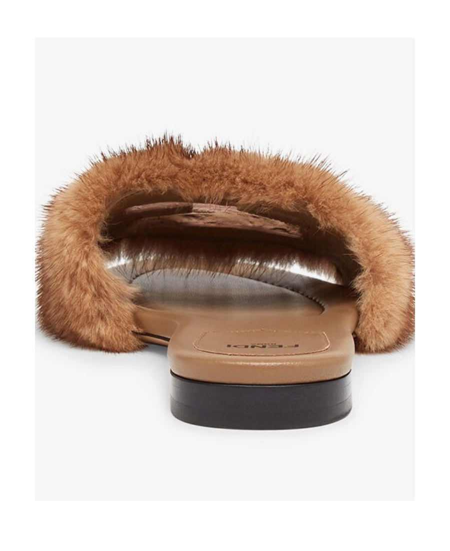 Fendi Signature Round-head Flat Open-toed Sandals In Brown