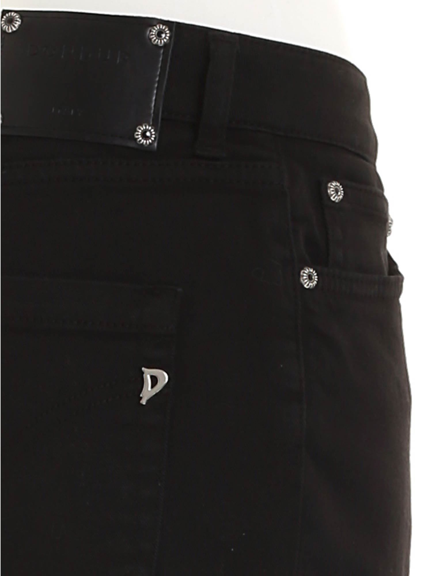Dondup Loose Fit Velvet Trousers With Button Detailing In Black