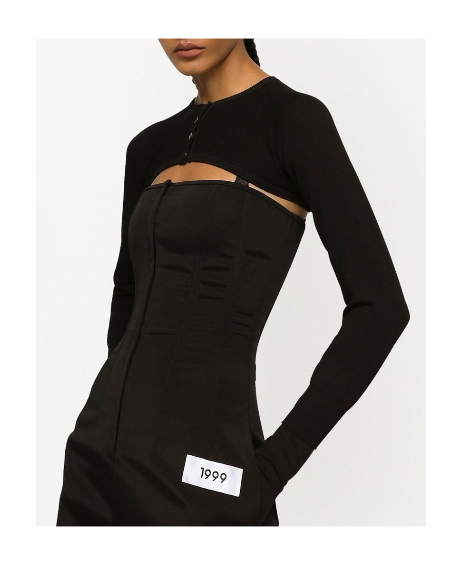 Dolce & Gabbana Black Black Cropped Cardigan In Black