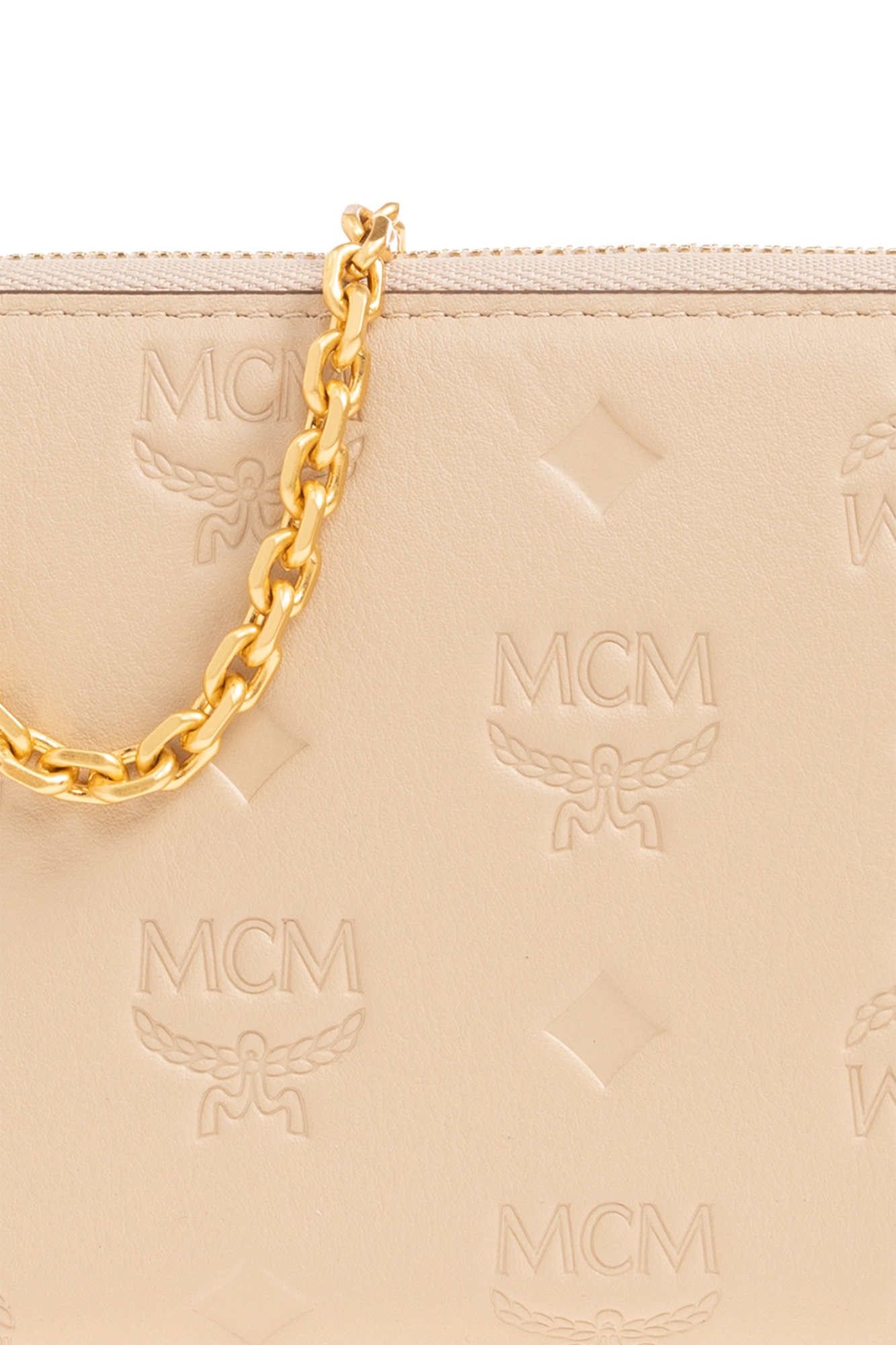 Shop Mcm Logo Wallet In Nude