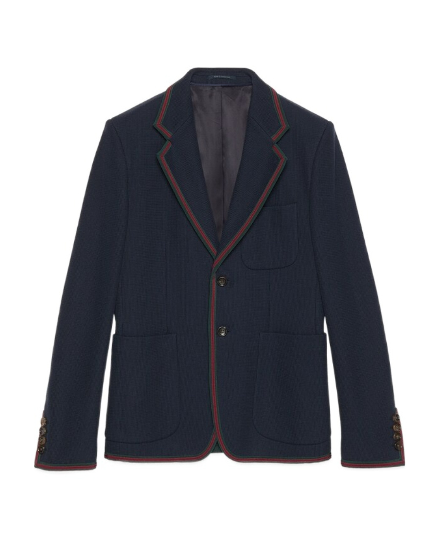 GUCCI WEB-STRIPE COTTON BLAZER 