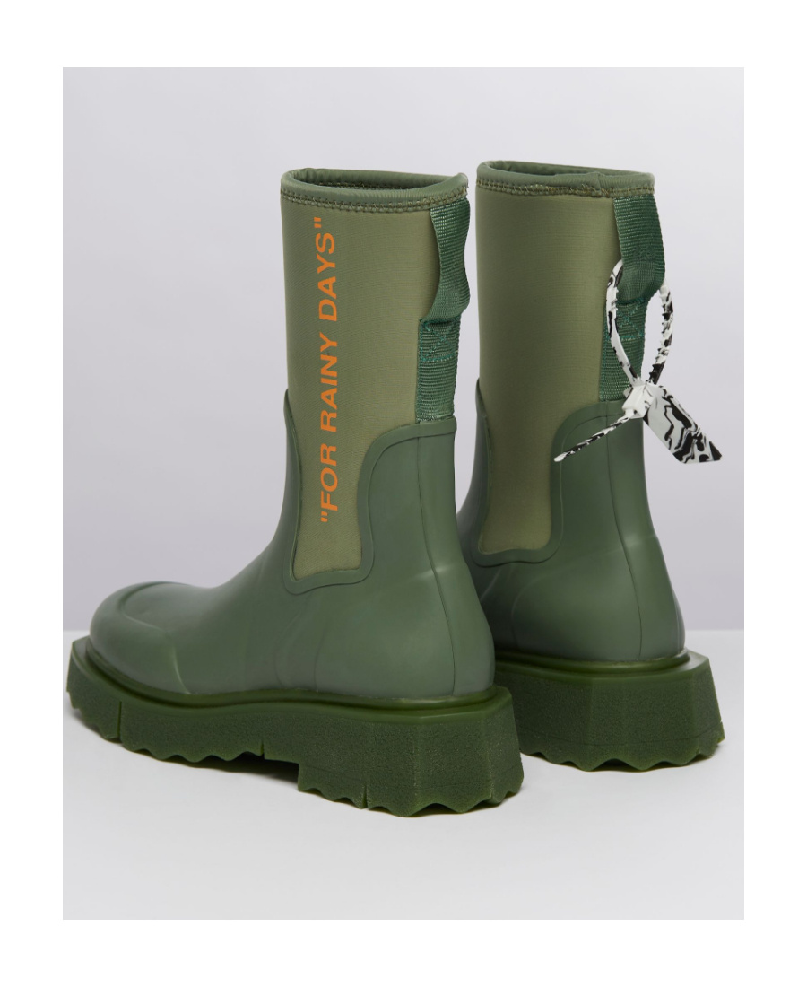 Off-white New Rubber Neoprene Boot Military Green In White
