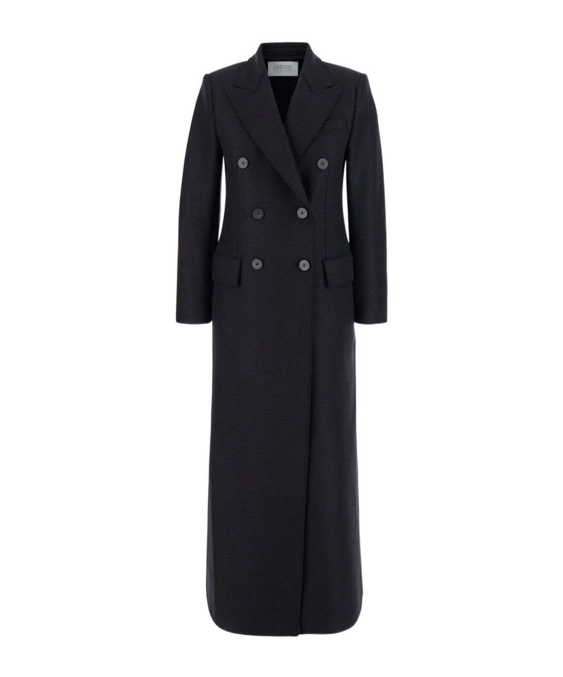 Harris Wharf London Black Double-breasted Long Coat With Peak Revers In Wool Woman In Black