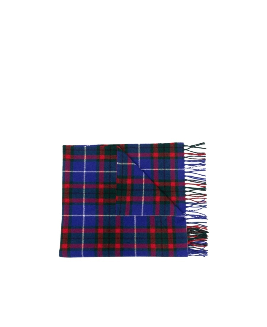 Marni Logo-patch Check Pattern Scarf In Blue