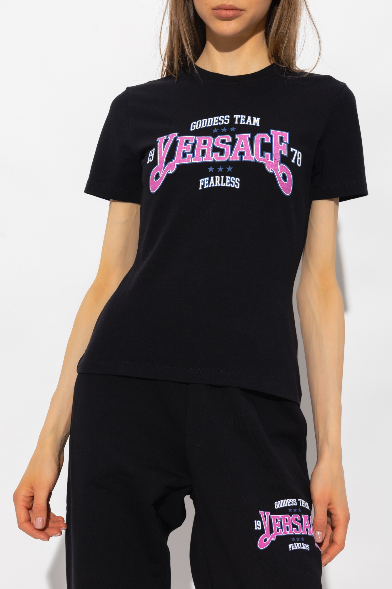 Versace Logo-print T-shirt In Black
