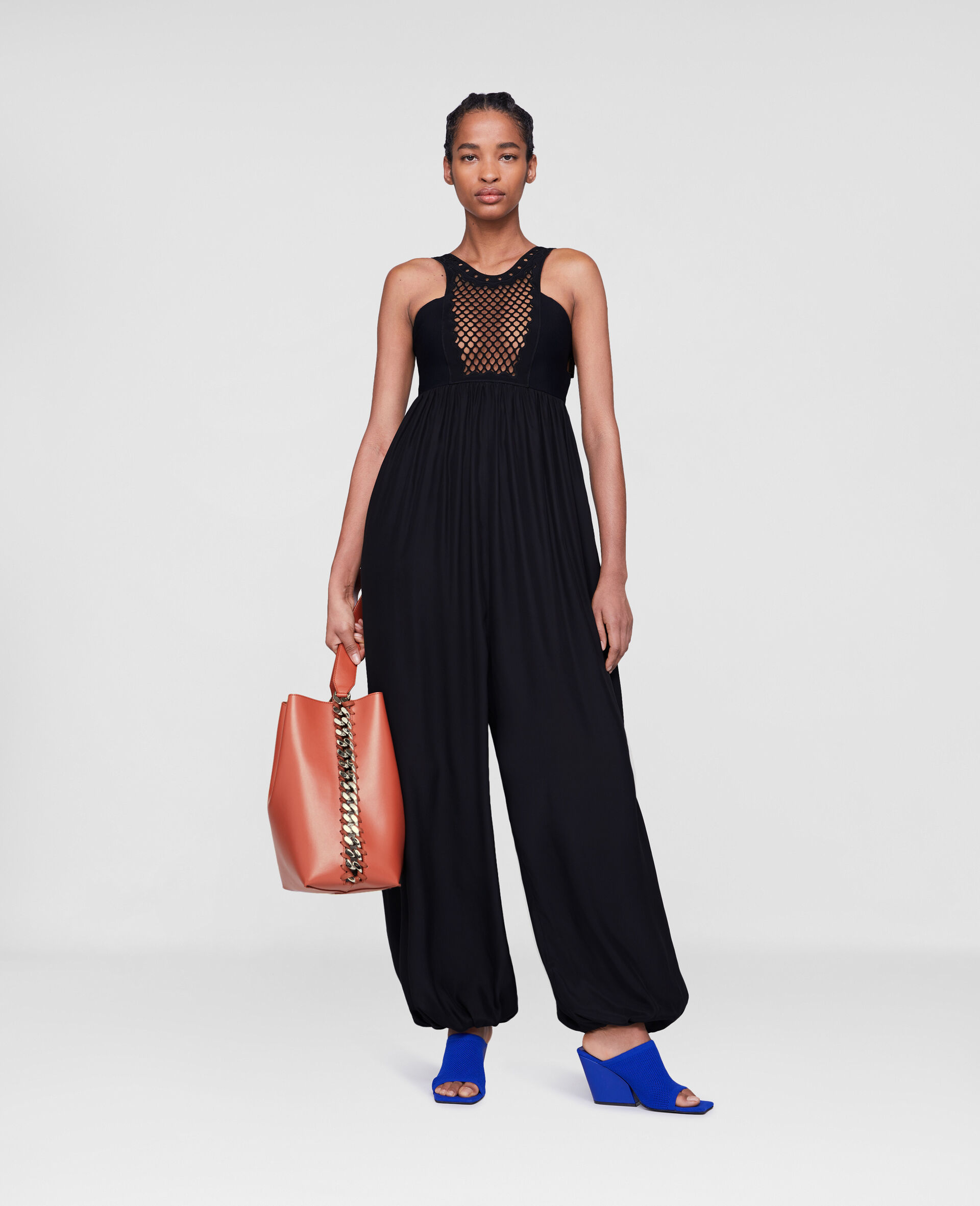 Stella Mccartney Black Mesh Spliced Jumpsuit In Black