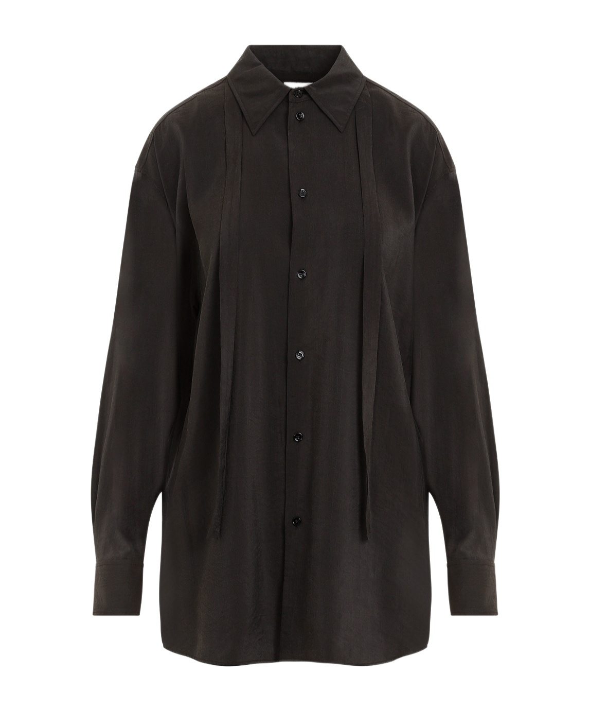 Lemaire Long-sleeved Shirt With Tie In Black