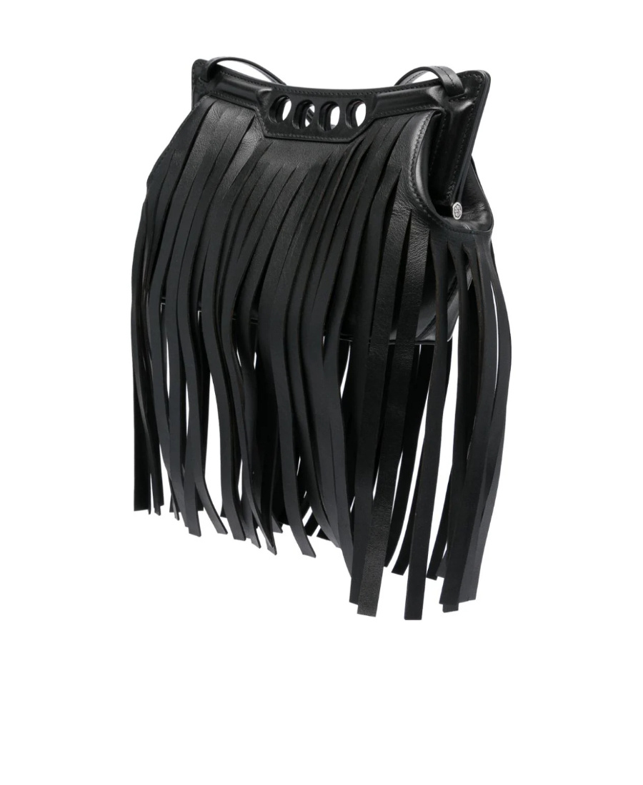 Alexander Mcqueen Stylish Mini Peak Fringed Crossbody Bag In Black