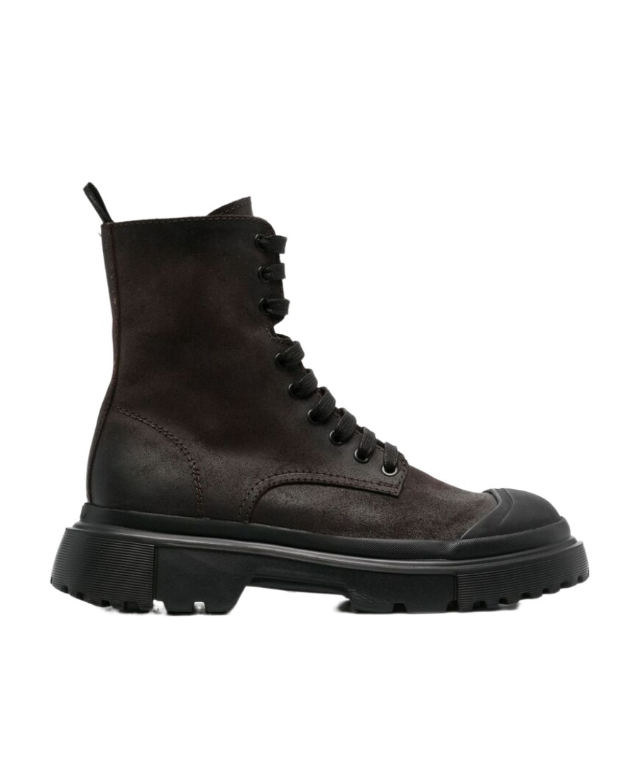 Hogan Anfibio Leather Boots In Black