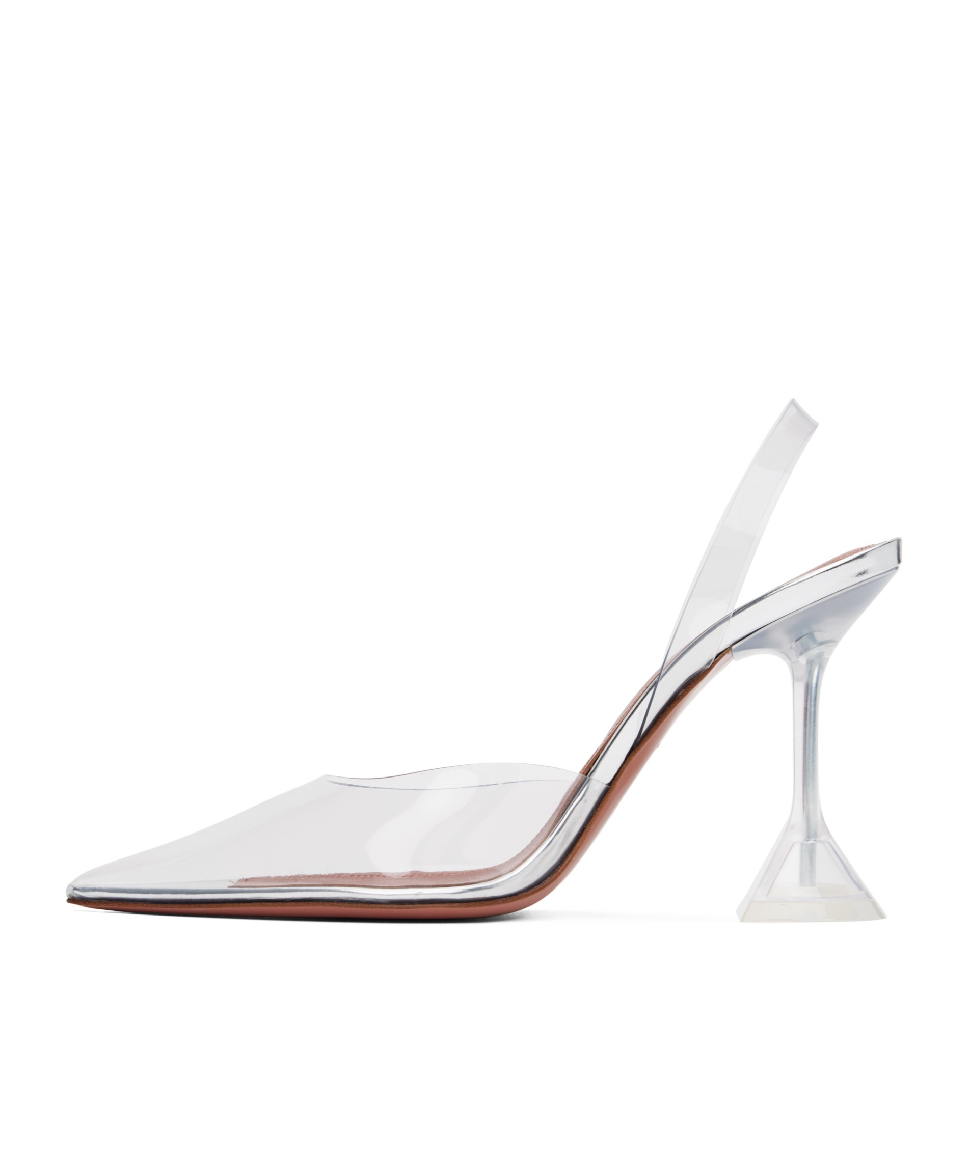 Amina Muaddi Transparent Holli Glass Sling Heels In White