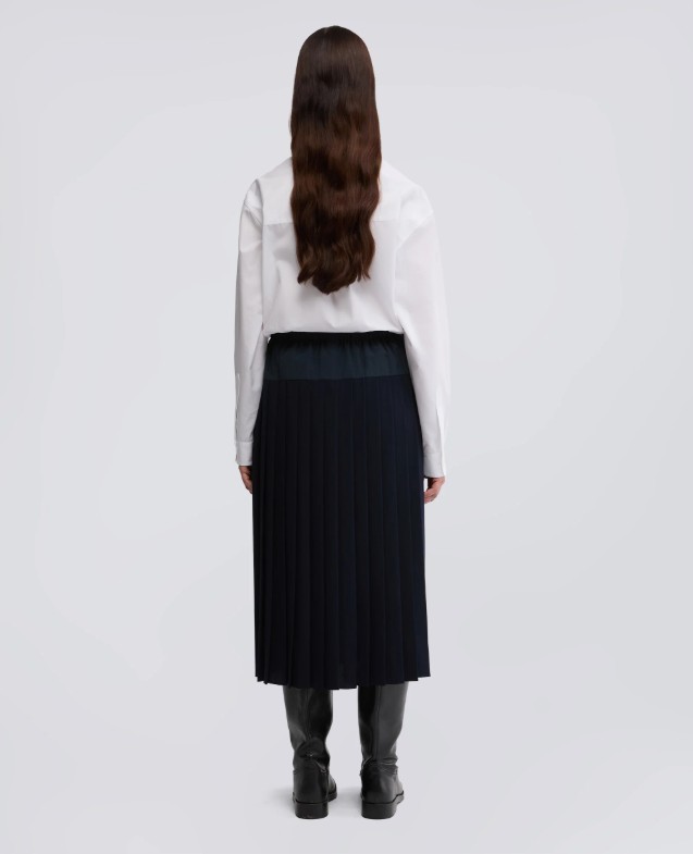 Aspesi Pleated A-line Mid-length Skirt In Blue
