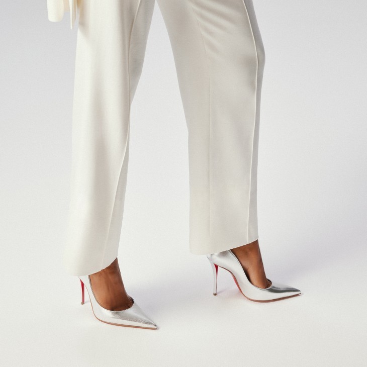 Christian Louboutin Miss Z Pumps In Silver Laminated Nappa Leather