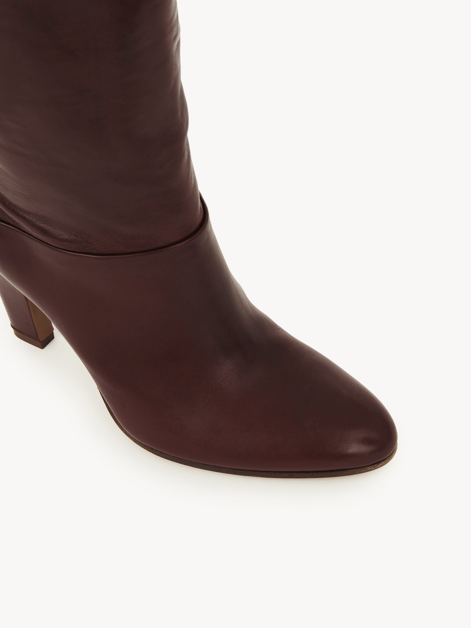 Chloé Eve Leather Over-the-knee Boots In Burgundy