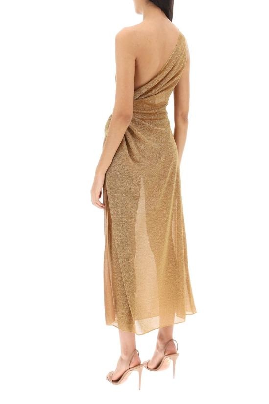 Shop Oseree Oséree Lumière One-shoulder Asymmetric Sleeveless Dress In Brown