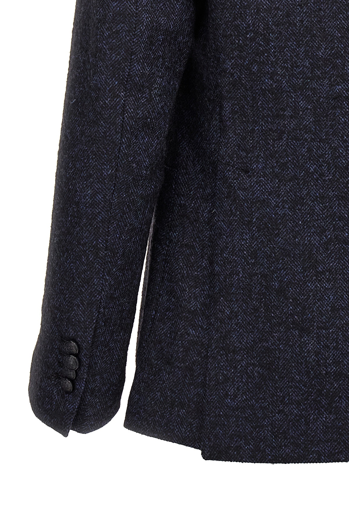 Shop Tagliatore Montecarlo Herringbone Single-breasted Blazer In Black