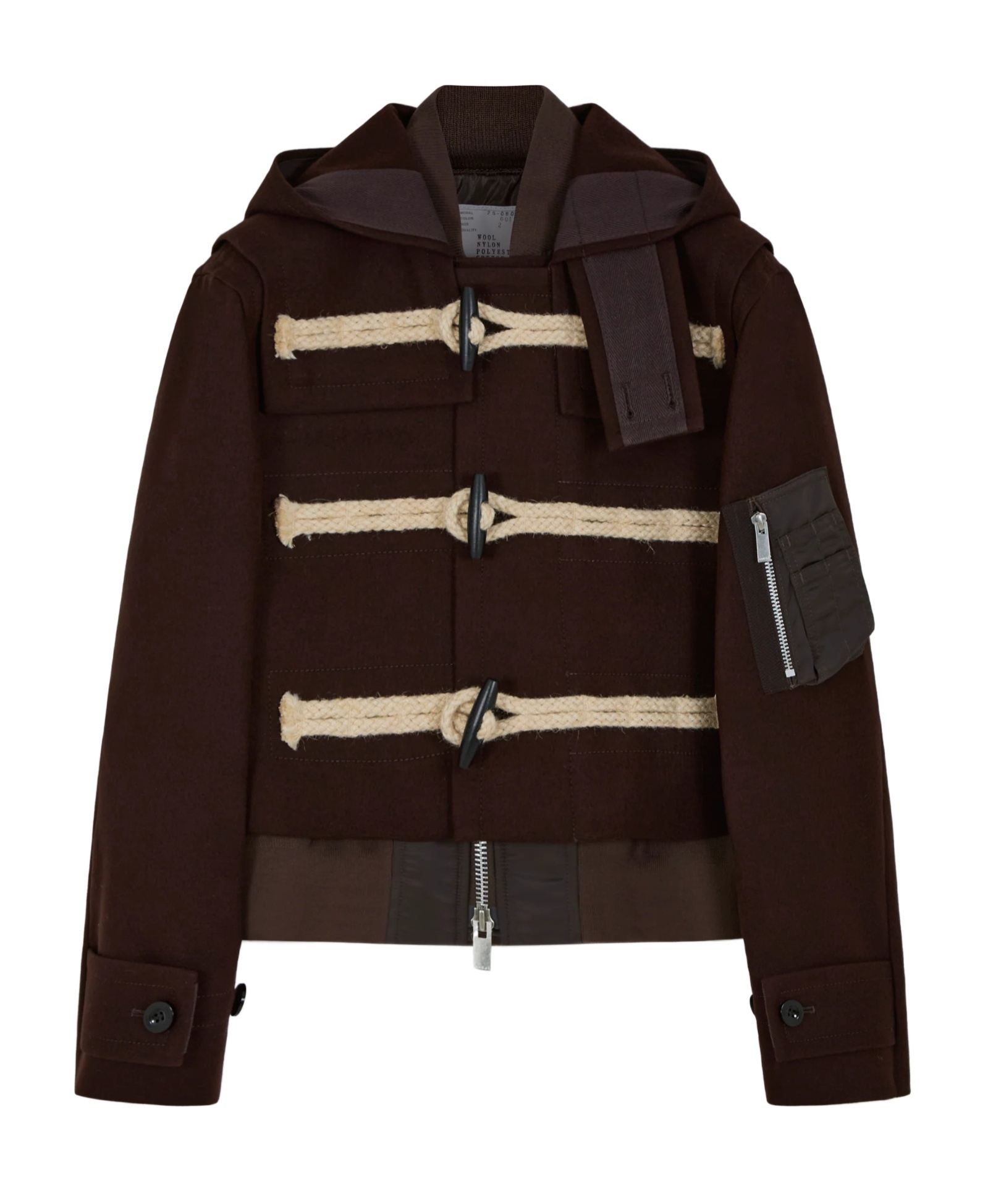 Sacai Womens Brown Hooded Toggle Wool-melton Blouson Jacket In Brown