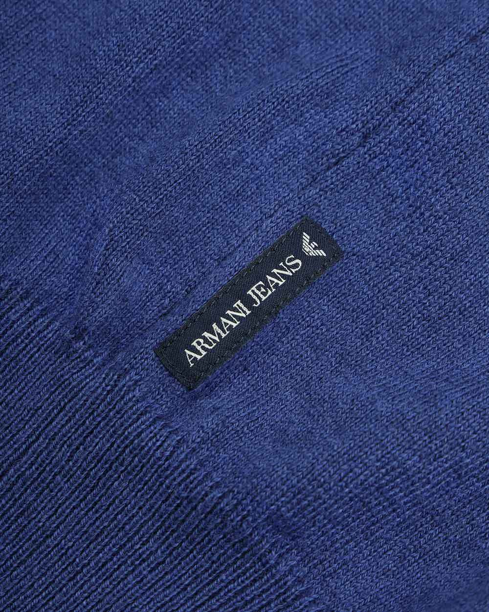 Armani Jeans Round Neck Patch Pullover In Blue