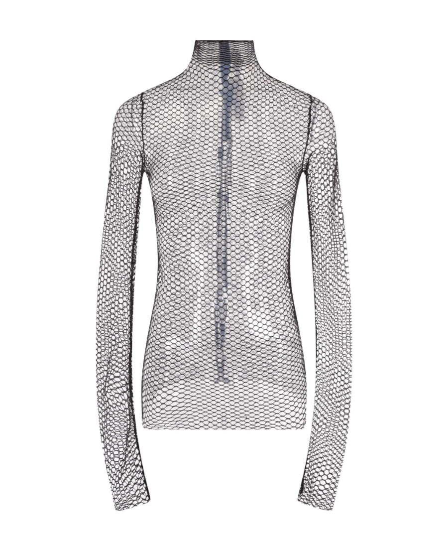 Red Valentino Sam Mesh Long-sleeved Blouse In Gray