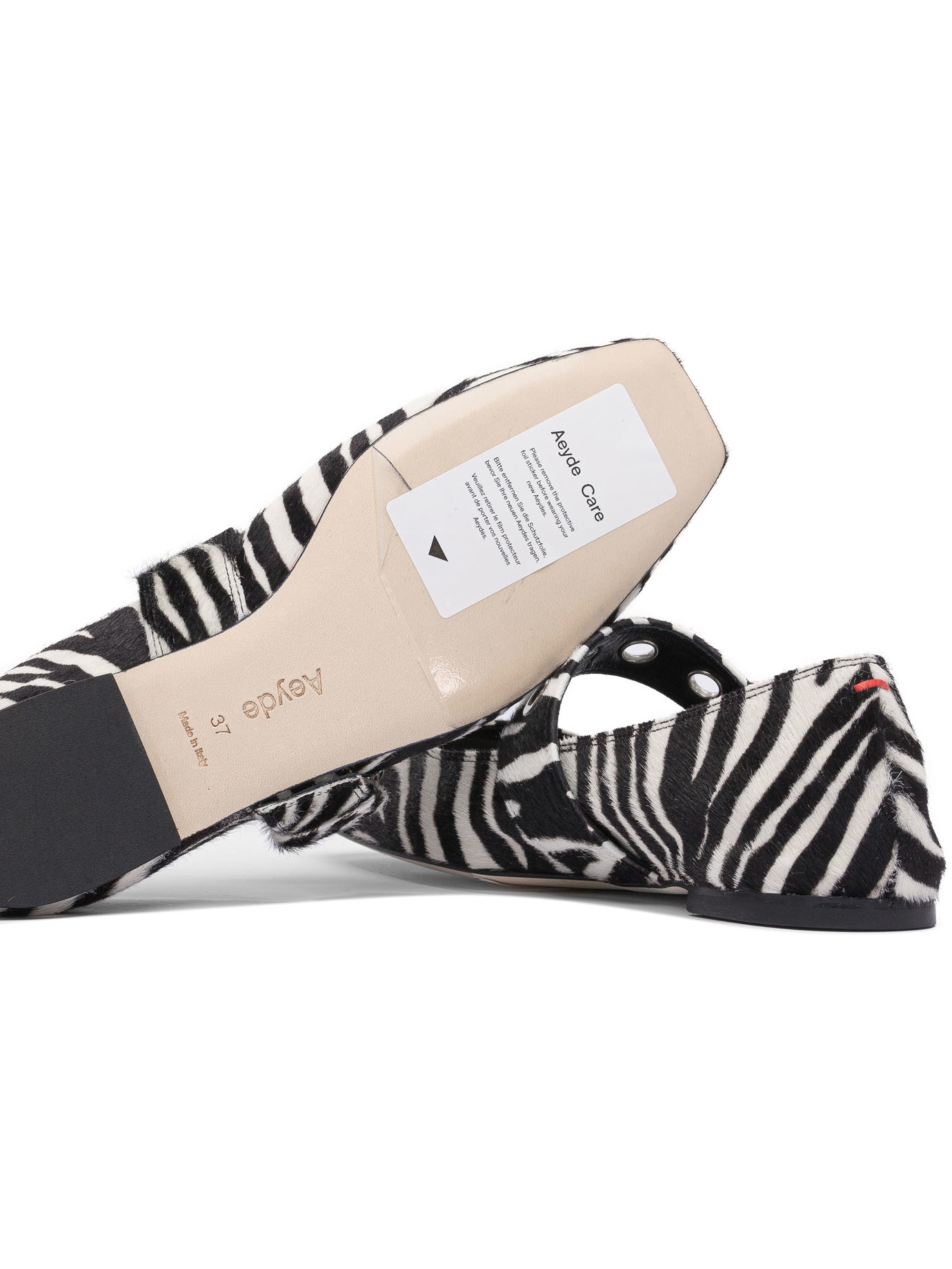 Aeyde Buckle Detail Zebra Pattern Ballerina Shoes