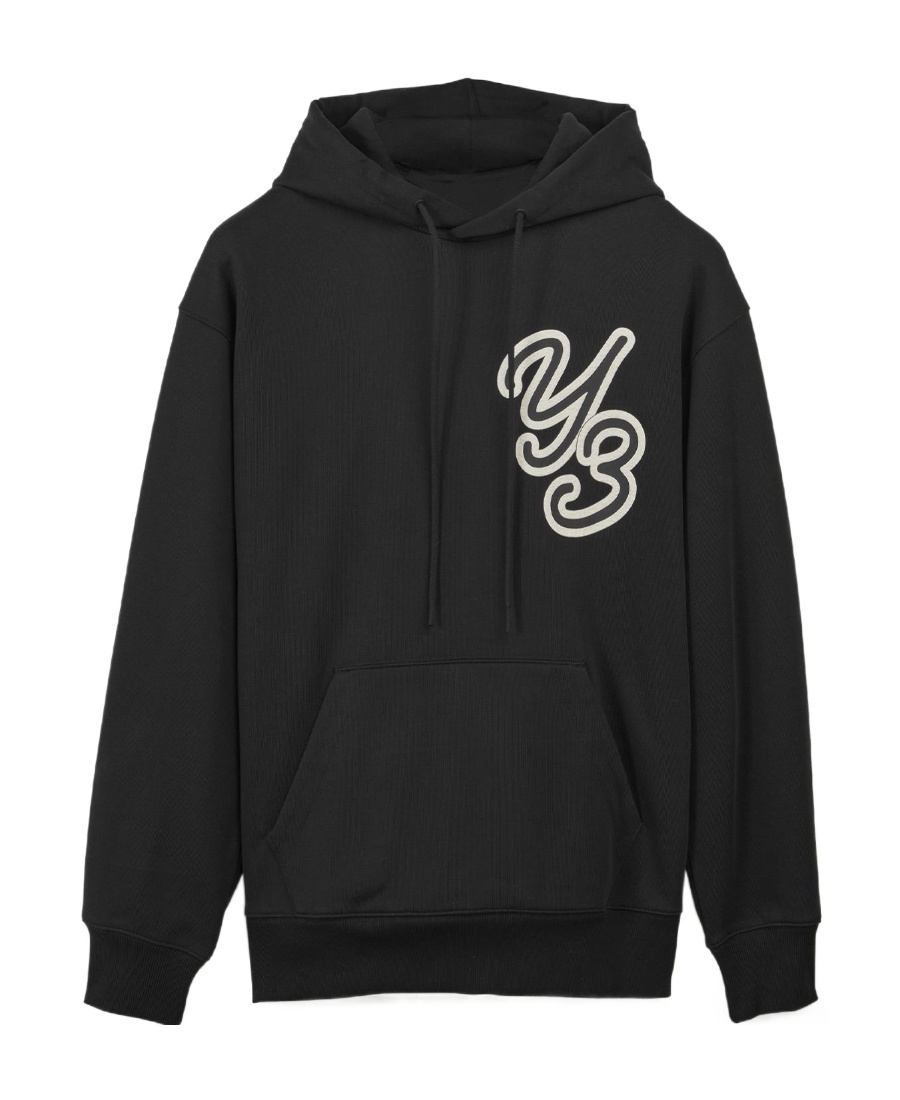 Y-3 Adidas Y 3 Black Logoed Hoodie In Black