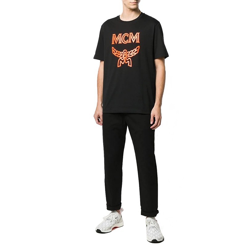 Mcm Letter Printed Pattern T-shirt In Black